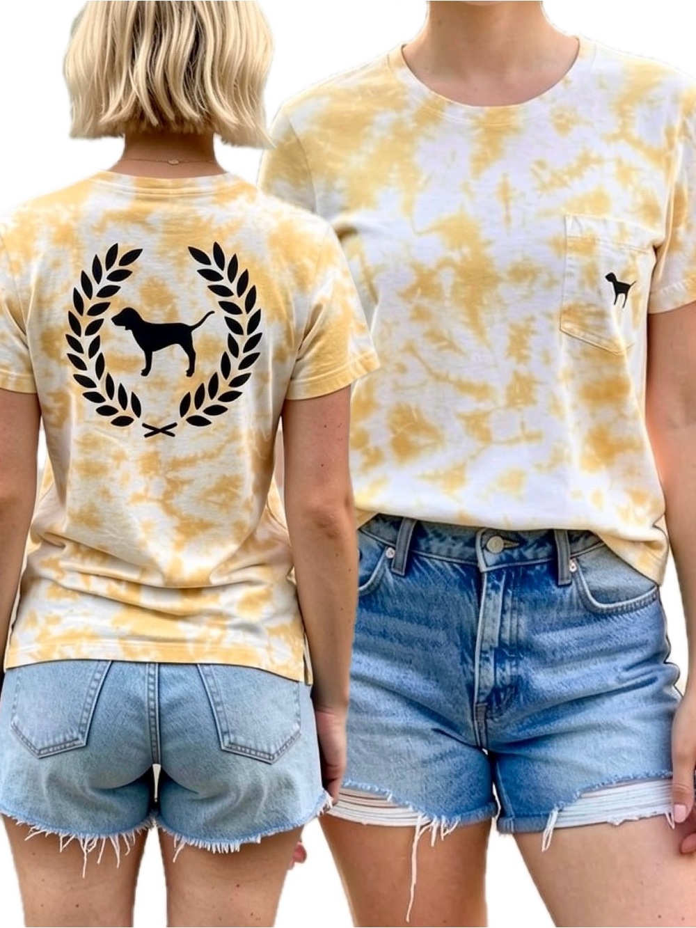 - PINK Victoria’s Secret Yellow Tie-Dye Pocket Tee! EUC!